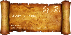 Szvák Rudolf névjegykártya